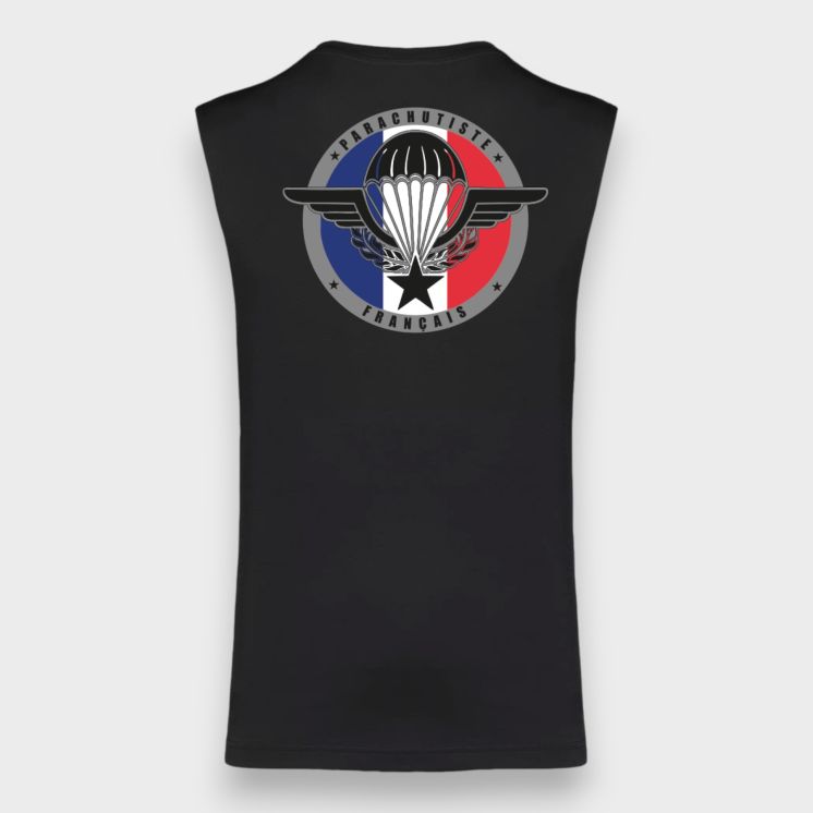 T-shirt sans manche Parachutiste Français Noir