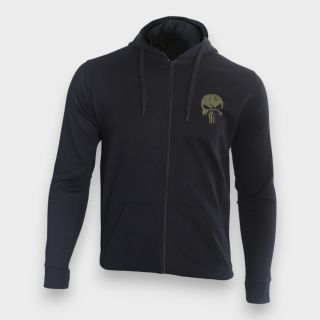 Sweat-shirt zippé Punisher kakhi Noir