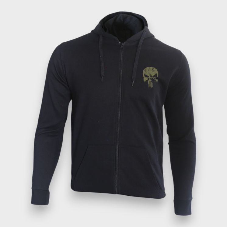 Sweat-shirt zippé Punisher kakhi Noir