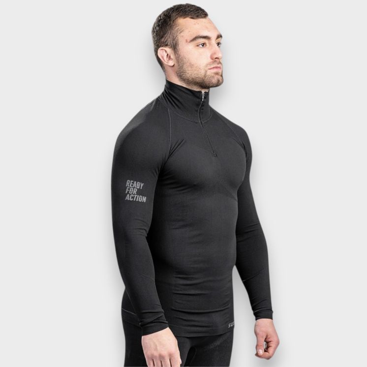 Zipped neck T-shirt Technical Line ANETO Black