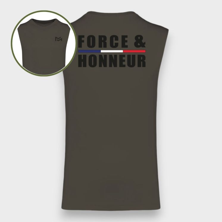 T-shirt sans manche Force & Honneur Dark kakhi