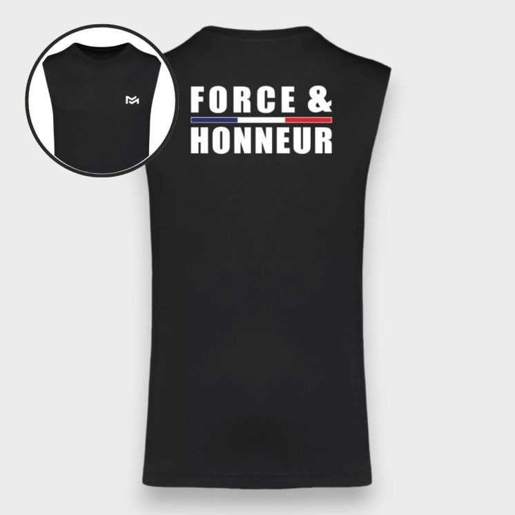 T-shirt sans manche Force & honneur Noir