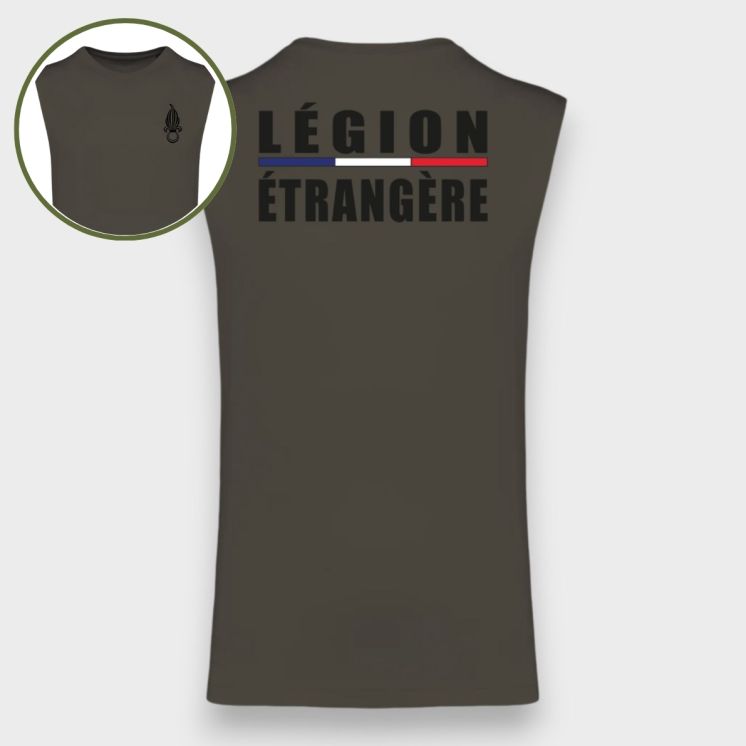 Tee-shirt sans manche Légion Etrangère Dark kakhi