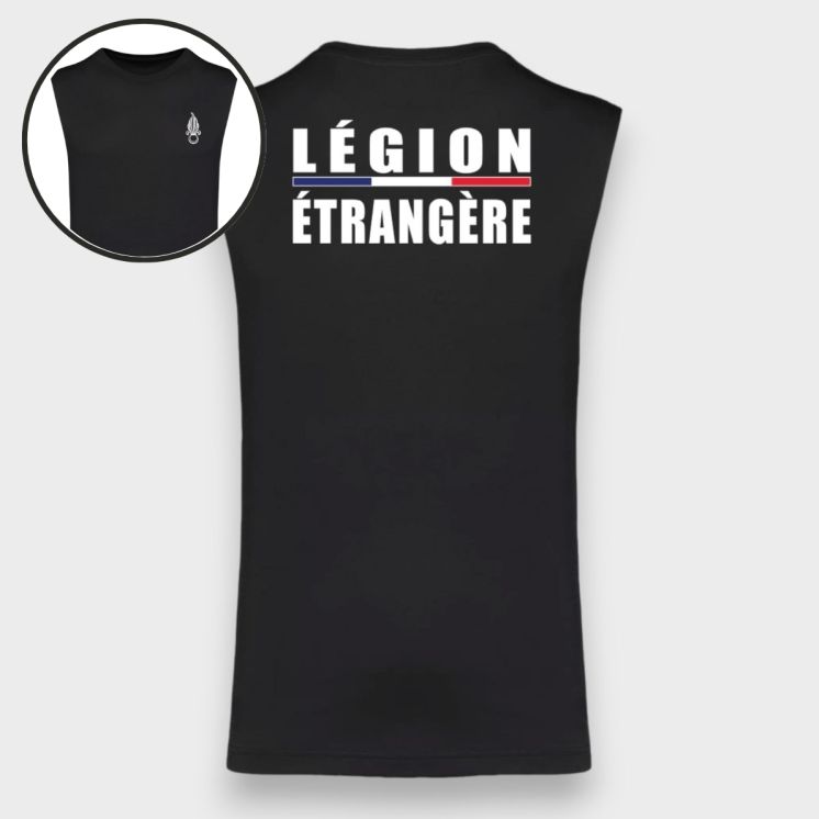 T-shirt sans manche Légion étrangère liseré Noir