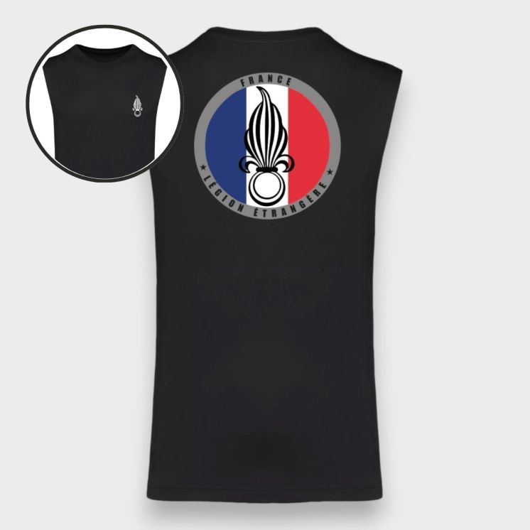 T-shirt sans manche Légion France Noir