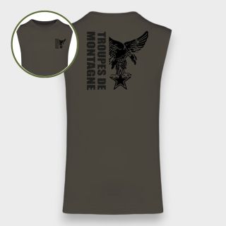 T-shirt sans manche Montagne design Dark kakhi