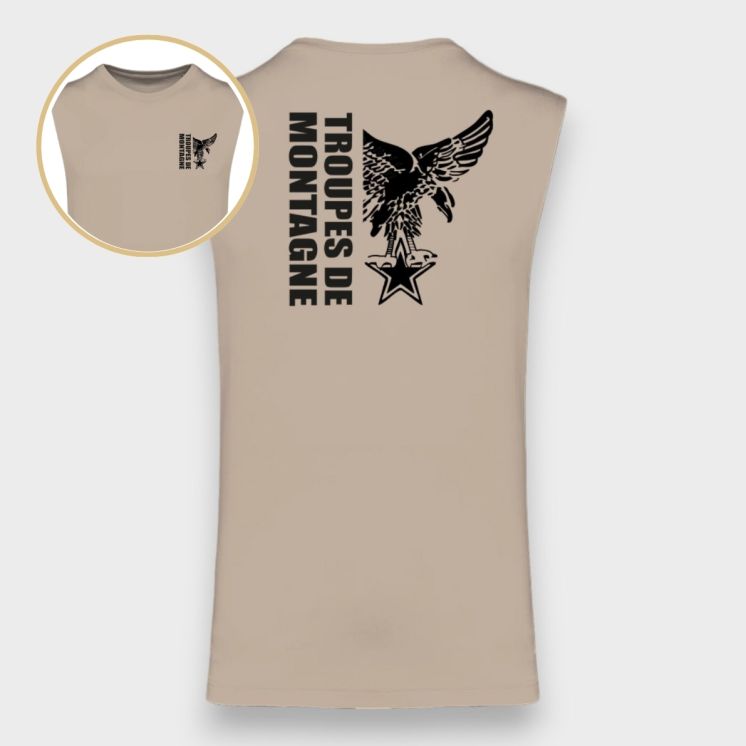 T-shirt sans manche Montagne design Light sand