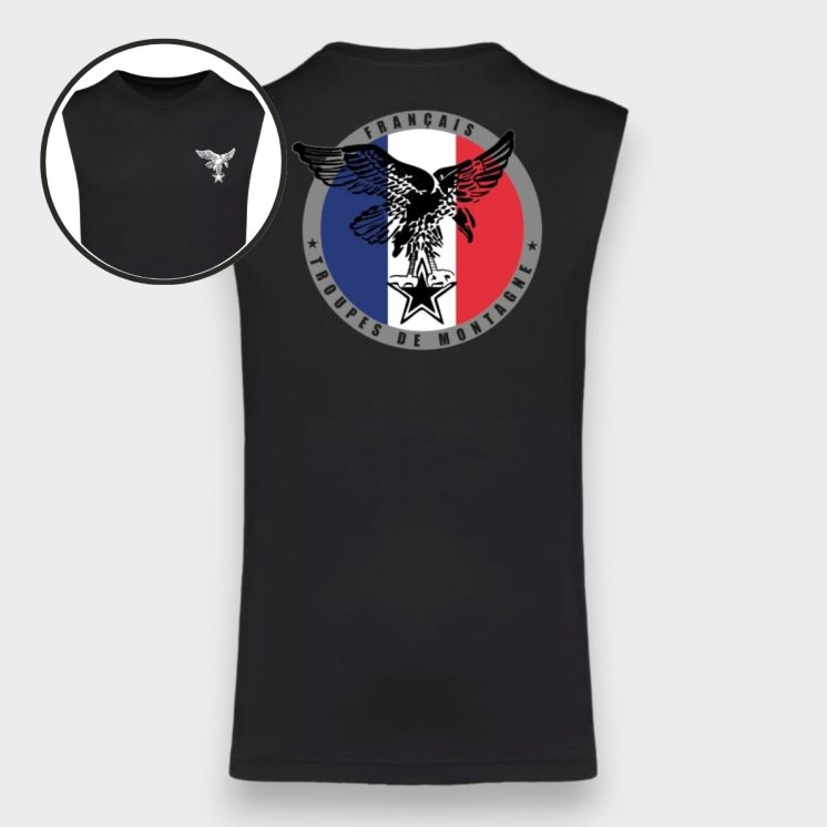 T-shirt sans manche Montagne France Noir