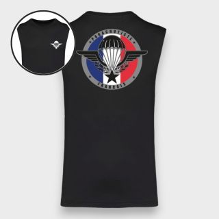 T-shirt sans manche Parachutiste Français Noir
