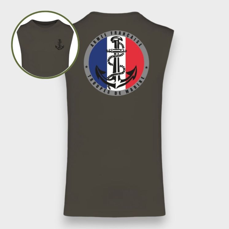 T-shirt sans manche TDM France Dark kakhi