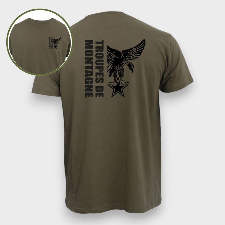 T-shirt Troupes de Montagne design Kaki