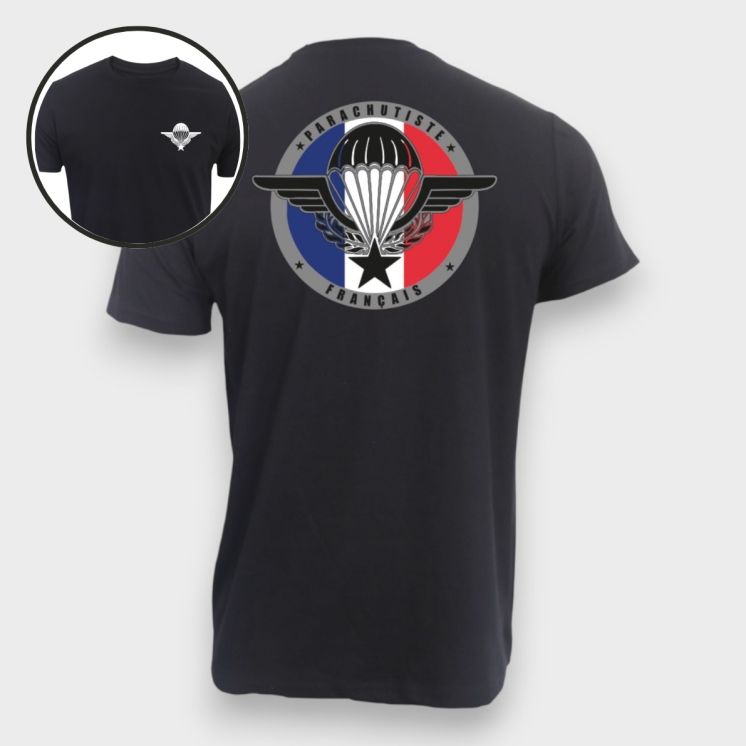 T-shirt Parachutiste Français Noir