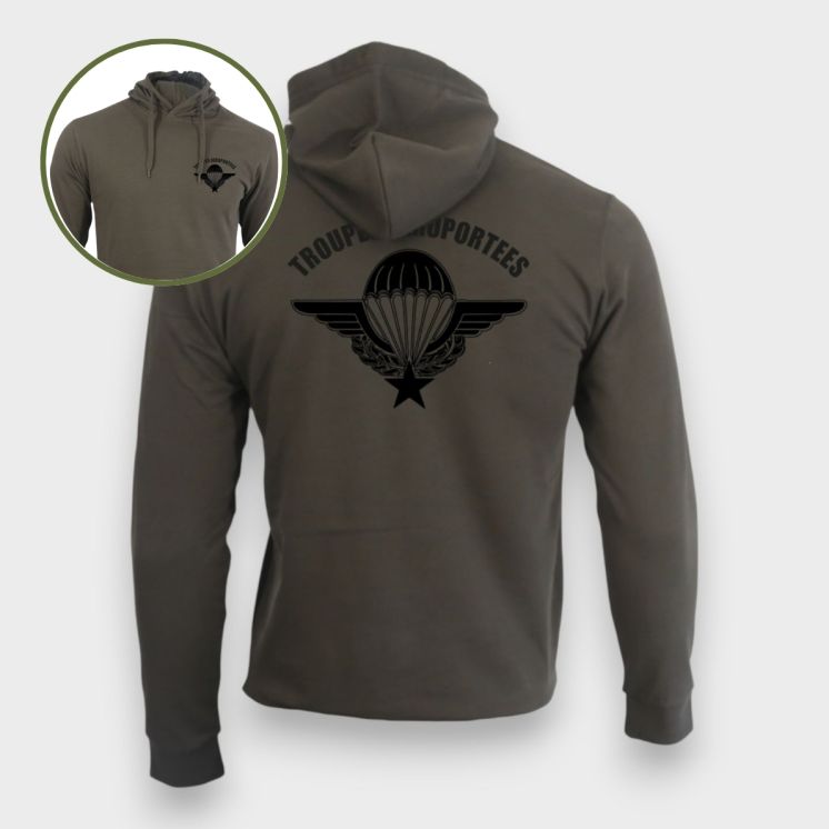 Sweat-shirt Troupes Aéroportées Kaki