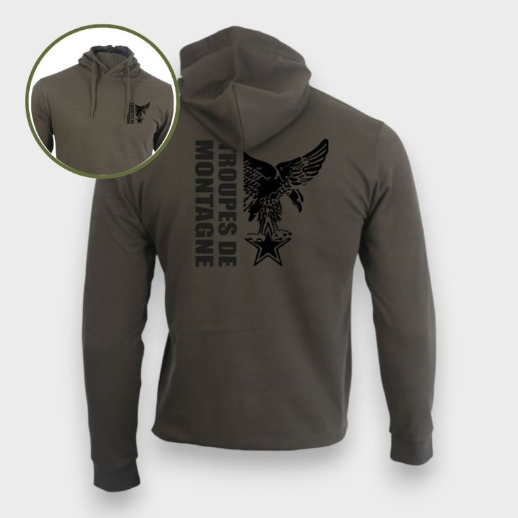 Sweat-shirt Troupes de Montagne design Kaki