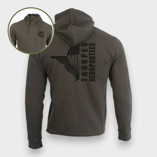 Sweat-shirt Troupes Aéroportées design Kaki