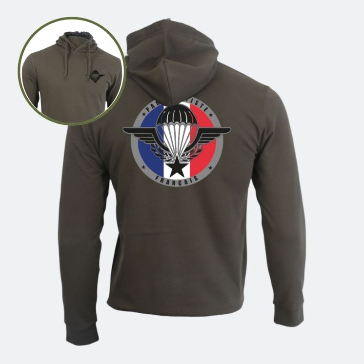 Sweat-shirt Parachutiste Français Kaki