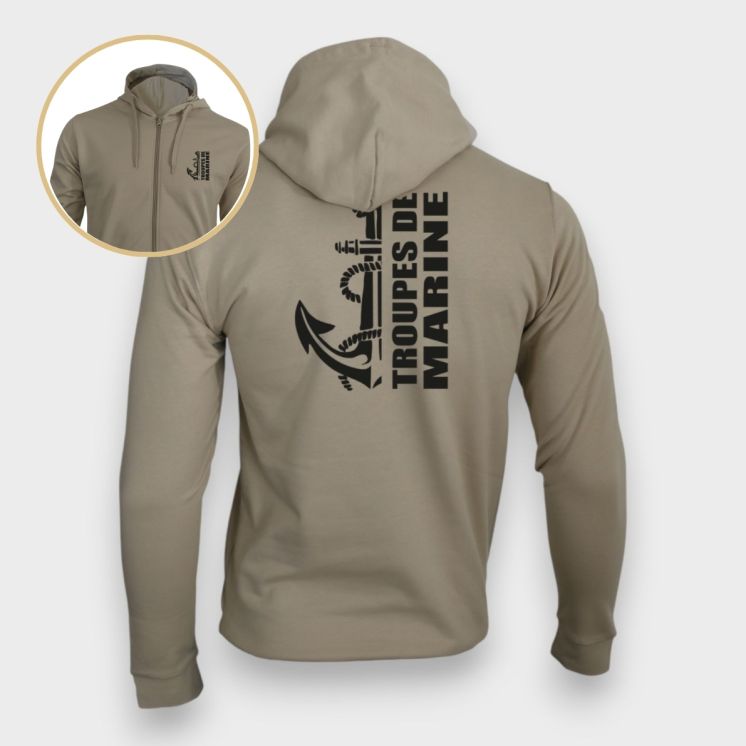 Sweat-shirt zippé Troupes de Marine Design Light sand
