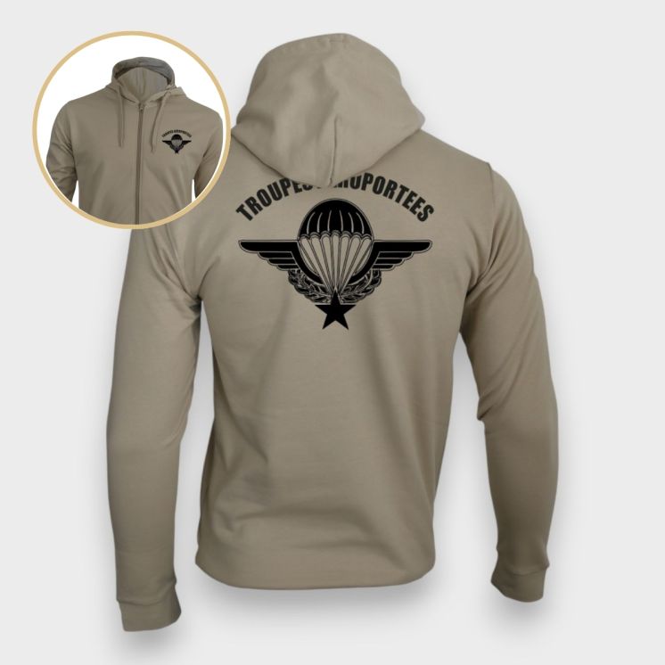 Sweat-shirt zippé Troupes aéroportées Light sand