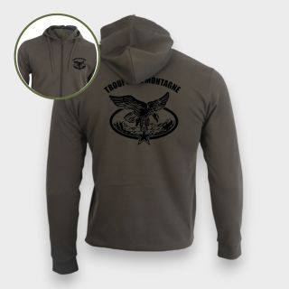 Sweat-shirt zippé Troupes de Montagne Kakhi
