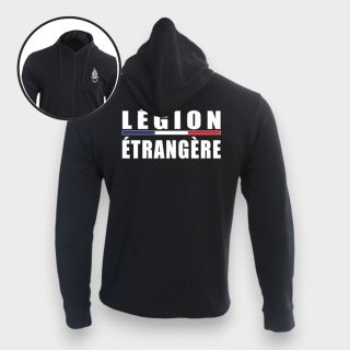 Sweat-shirt zippé Légion Etrangère France Noir