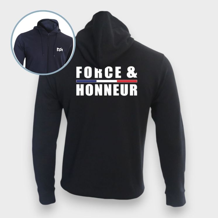 Sweat-shirt zippé Force & Honneur Marine
