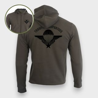 Sweat-shirt zippé Troupes aéroportées Kakhi