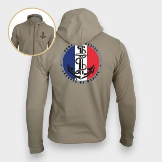 Sweat-shirt zippé Troupes de Marine France Light sand