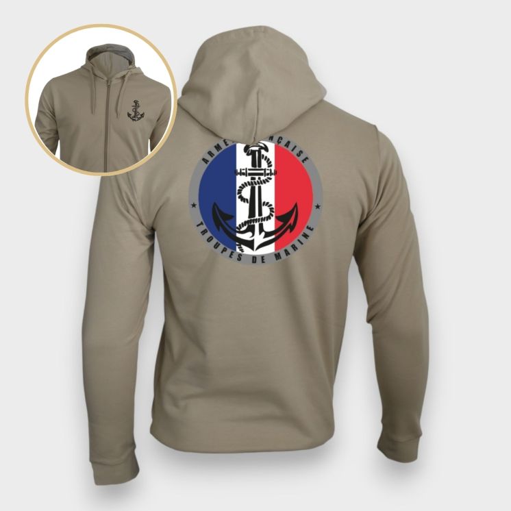 Sweat-shirt zippé Troupes de Marine FranceLight sand
