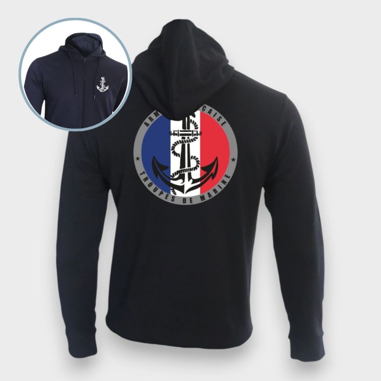 Sweat-shirt zippé Troupes de Marine France Marine
