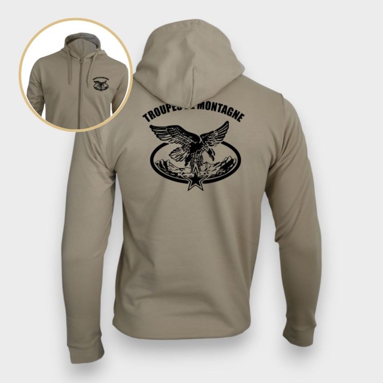Sweat-shirt zippé Troupes de MontagneLight sand