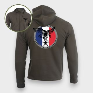 Sweat-shirt zippé Troupes de Montagne Française Kakhi