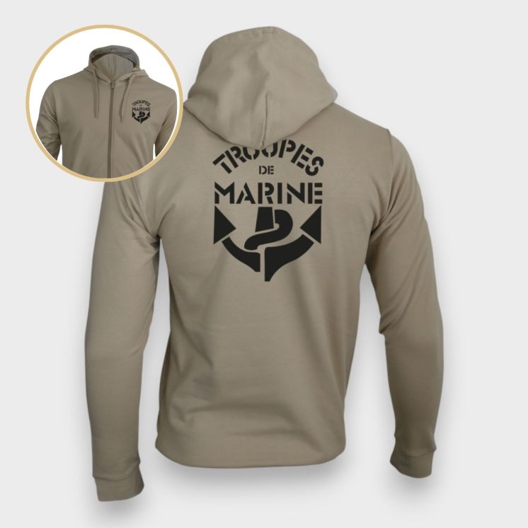 Sweat-shirt zippé Troupes de Marine Light sand