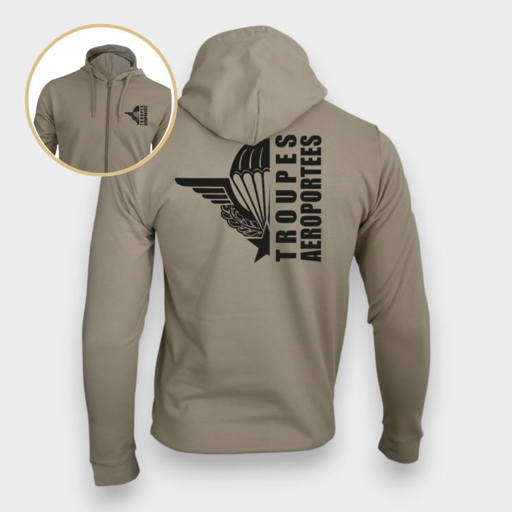 Sweat-shirt zippé Troupes aéroportées Design Light sand