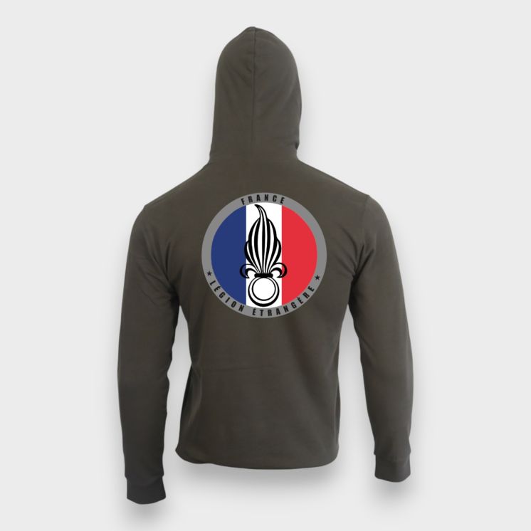 Sweat-shirt zippé Légion Etrangère France Kakhi