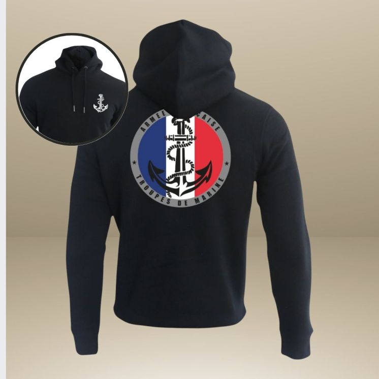 Sweat-shirt 350g Troupes de Marine FranceNoir