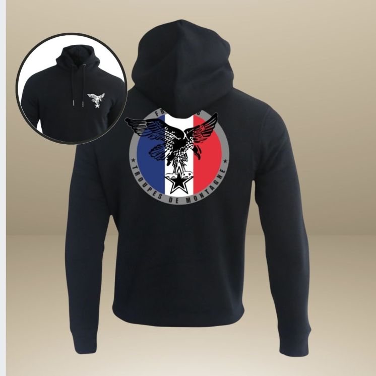 Sweat-shirt 350g Troupes de Montagne FrançaiseNoir