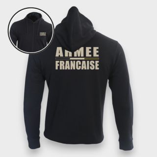 Sweat-shirt zippé Armée Française BR Noir