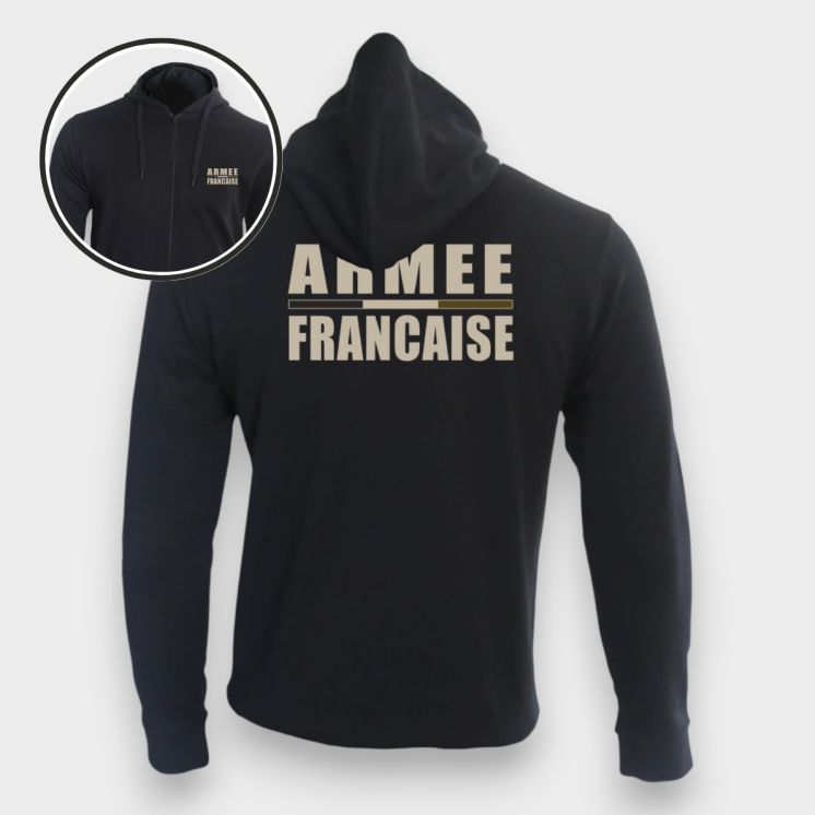 Sweat-shirt zippé Armée Française BR Noir