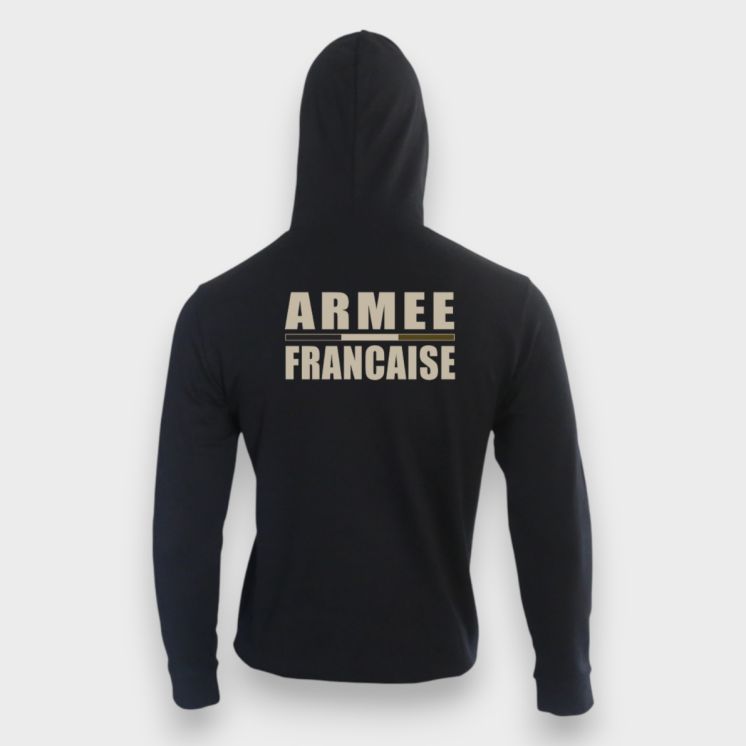 Sweat-shirt zippé Armée Française BR Noir