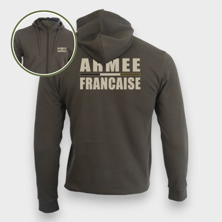 Sweat-shirt zippé Armée Française BR Kakhi