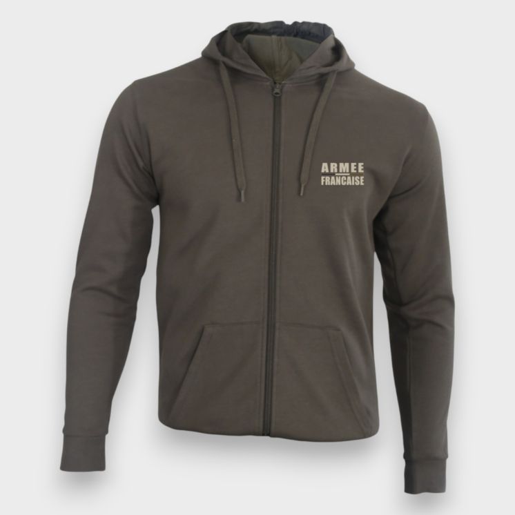 Sweat-shirt zippé Armée Française BR Kakhi